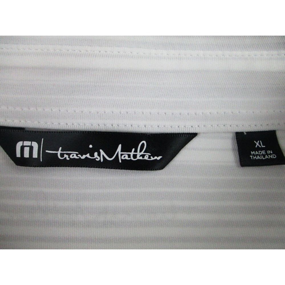 Travis Mathew Polo Shirt Mens XL Coronado White Striped Embroidered Short Sleeve - Picture 4 of 9